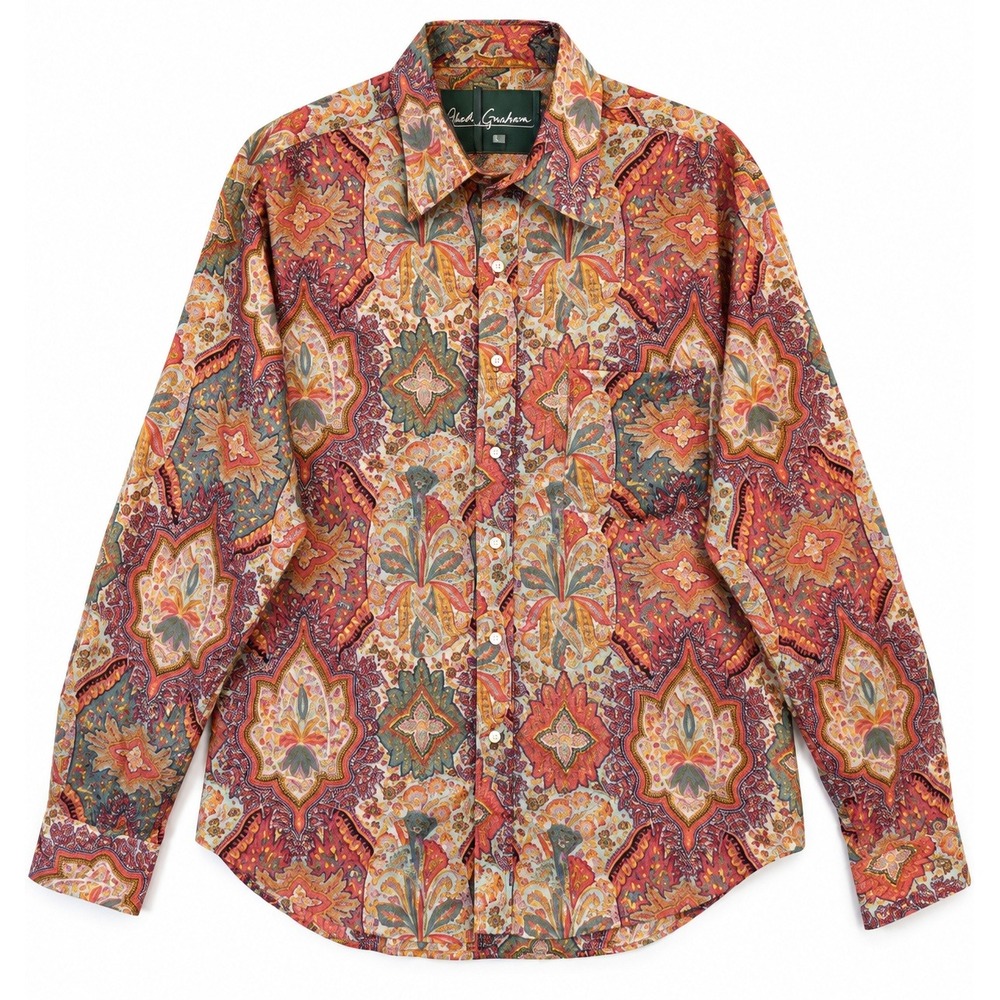 Robert Graham Men's XL Paisley Floral Button Down Shirt 100% Cotton Multicolor